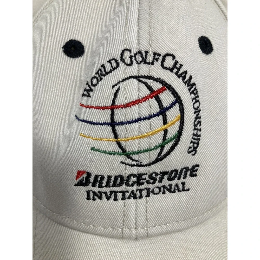 Bridgestone Invitational Golf Hat Cap Adult Off White Firestone CC STAINs‎
